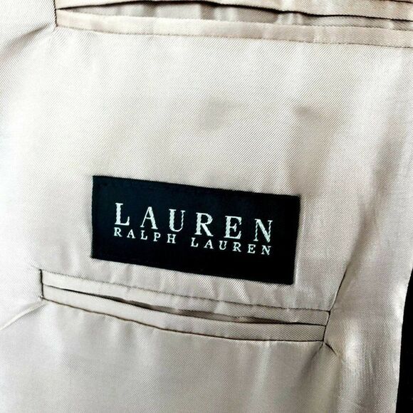 Damaged Lauren Ralph Lauren Wool 2 Button Blazer 42R Brown Glen Plaid Blue Windo - Picture 11 of 12